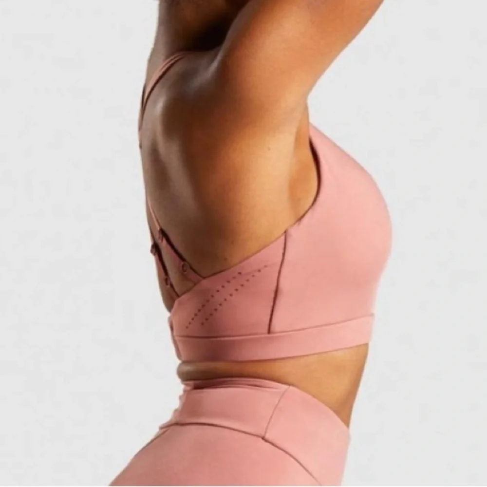 NEW Gymshark Laser Cut Strappy Sports Bra Deep Blush Pink Terracotta